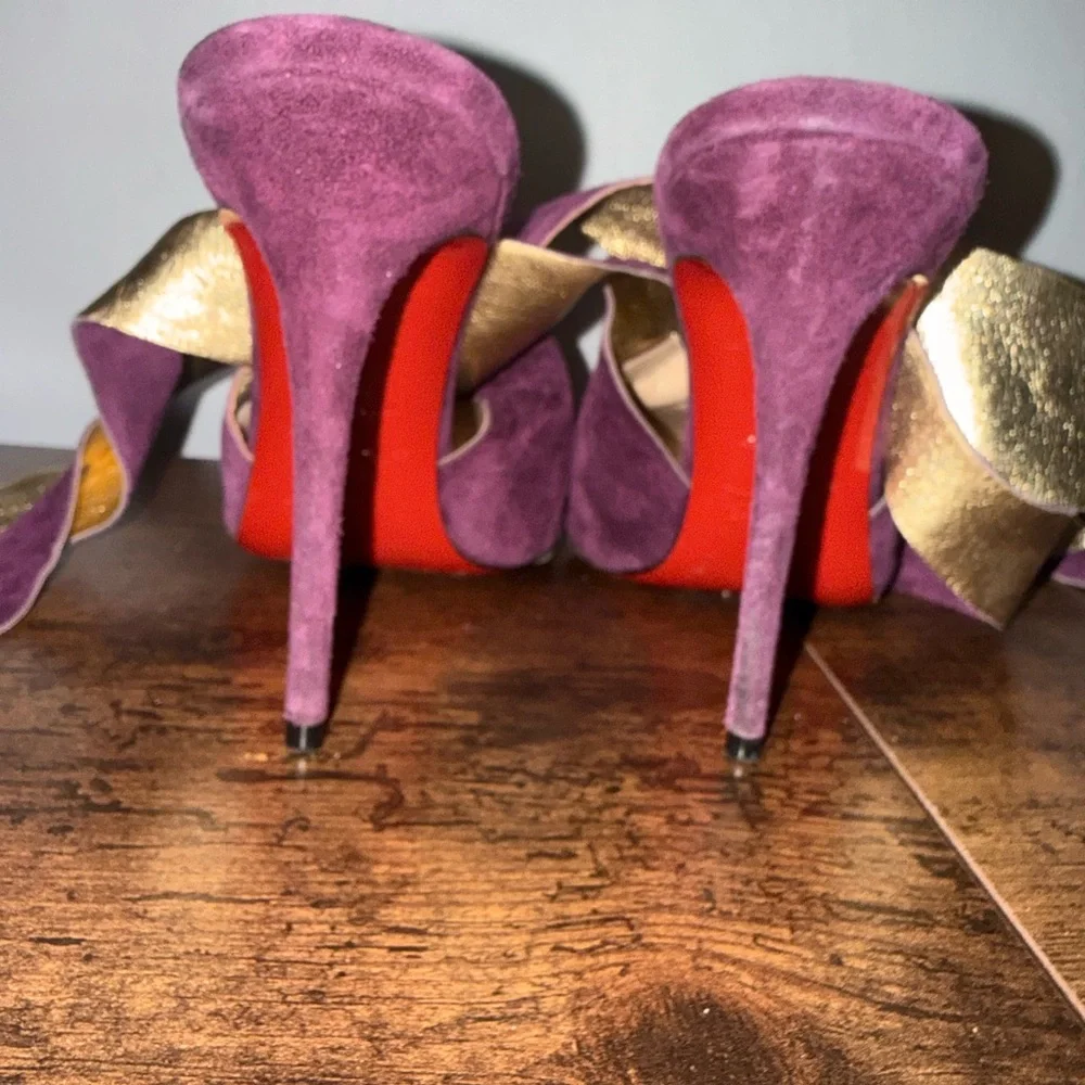 Christian Louboutin Purple Plum Suede Heels Pointed Toe Size 36 - Picture 5 of 8